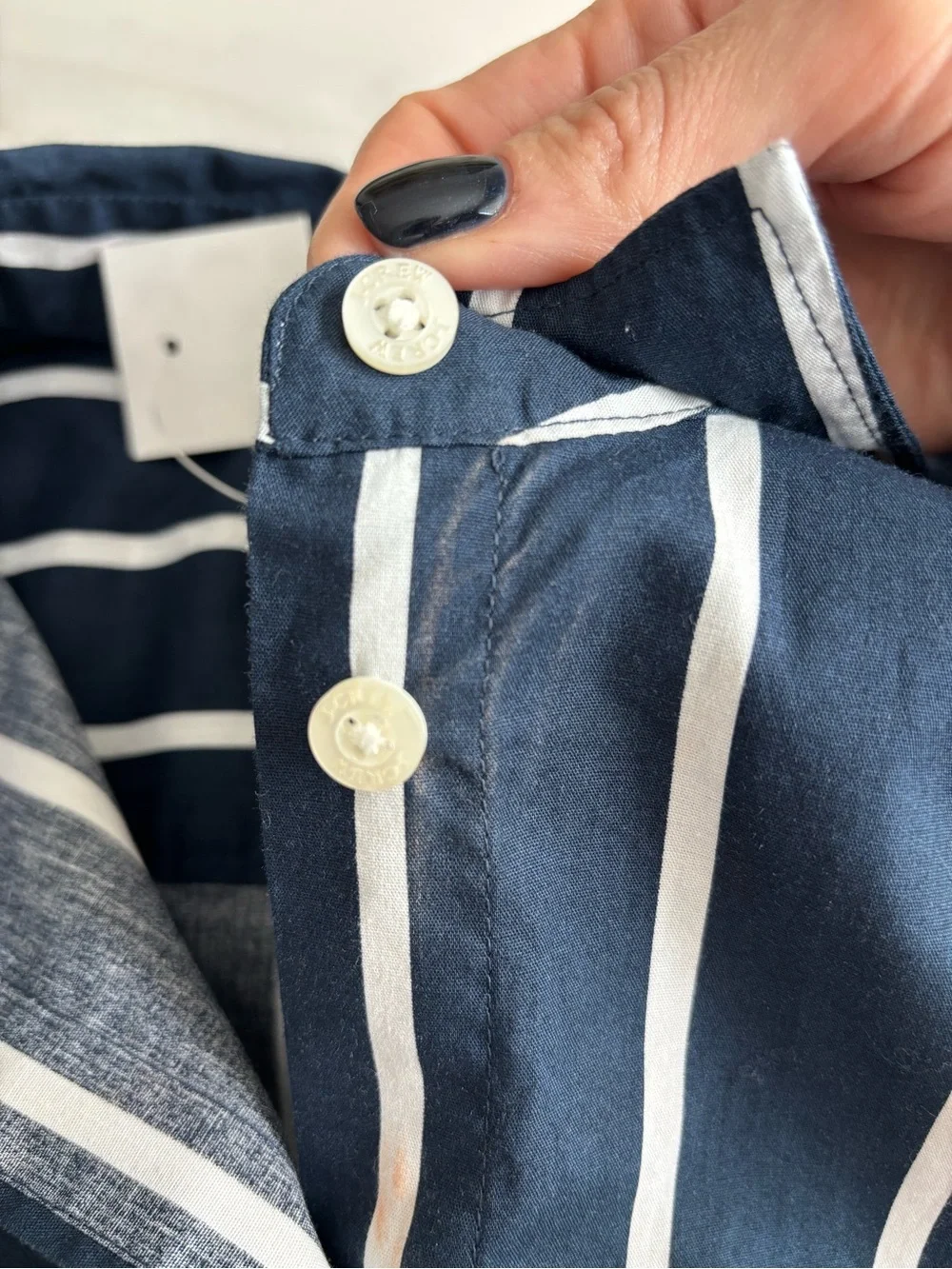J. Crew Navy and White Vertical Stripe Button-Down Shirt Sz S